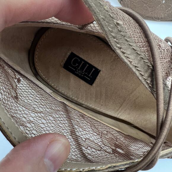 G.I.L.I. Peep Toe Heel Size 9 M Elastic Front Booties Kaarina Nude - Picture 4 of 12